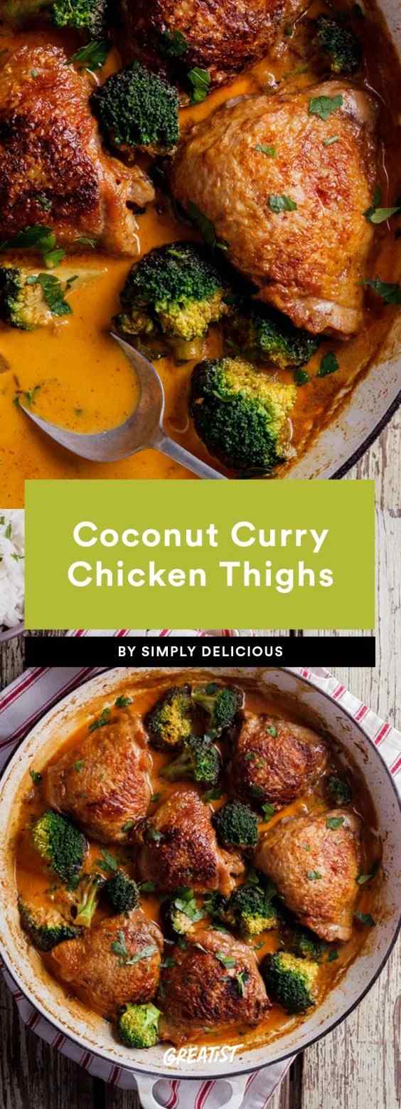 Rezept für Hähnchenschenkel mit Kokos-Curry